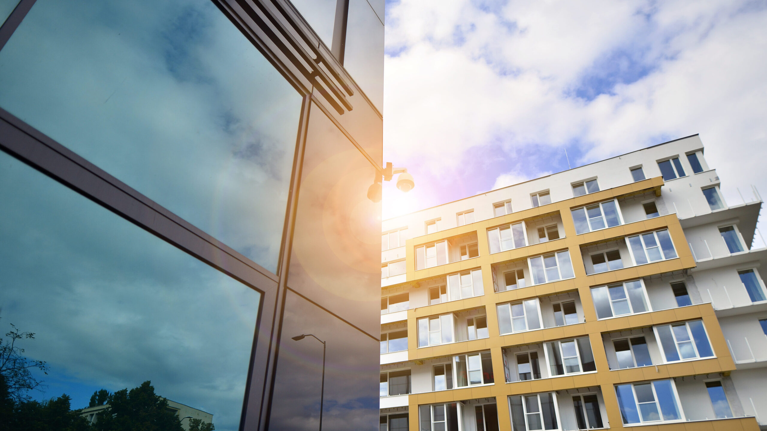 modern residential building on a sunny day. apartment house.
